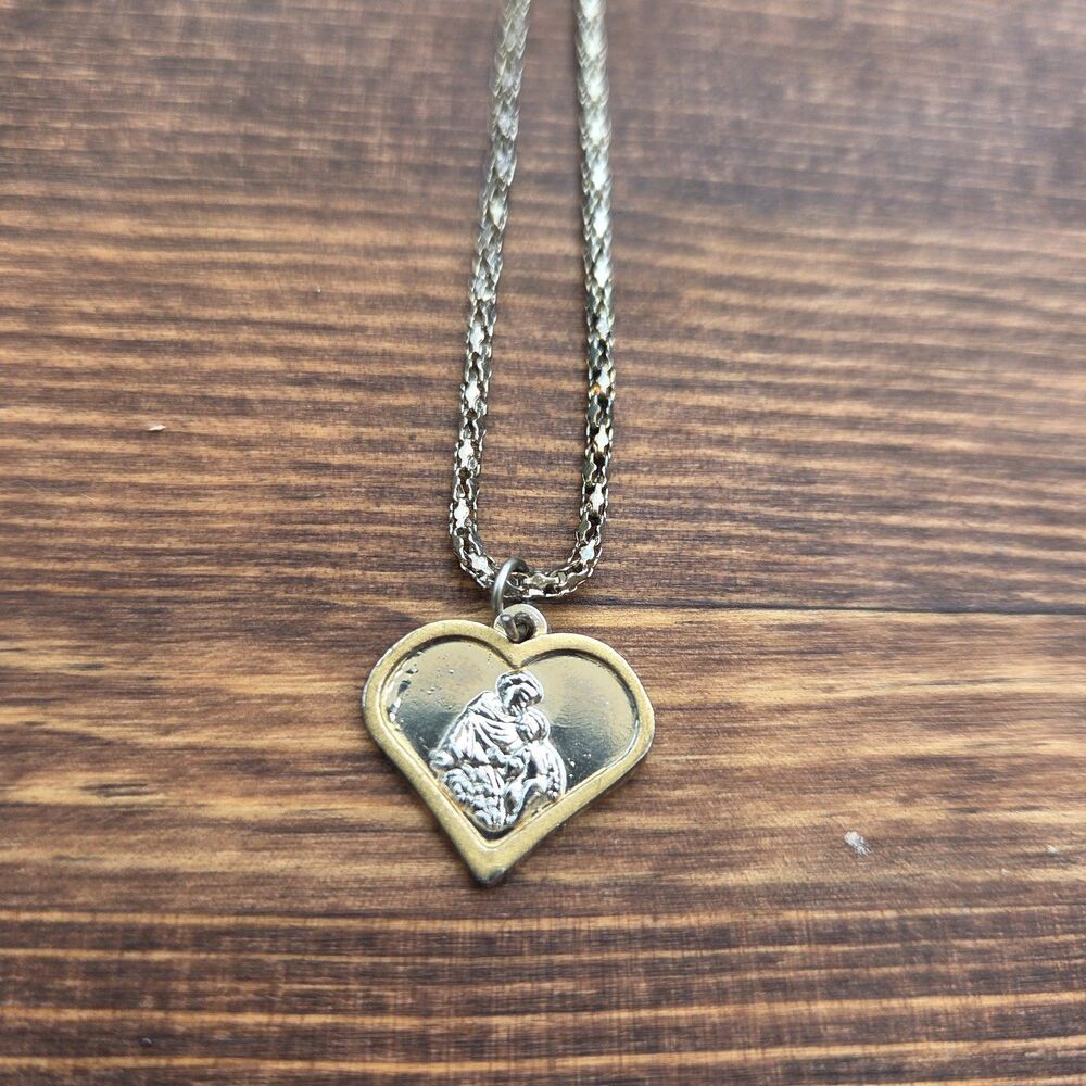 St. Anthony Heart Pendant Necklace Franciscan Friars Prayer Card Religious